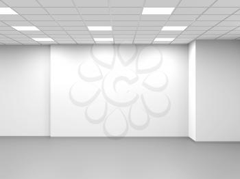 Abstract white empty open space office interior background, 3d rendering illustration