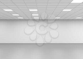 Abstract empty open space office interior background, front view, 3d rendering illustration