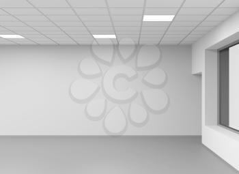 Abstract empty open space office interior fragment, 3d rendering illustration