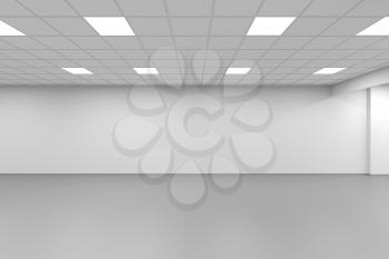 Wide room, an empty office interior background, 3d rendering illustration