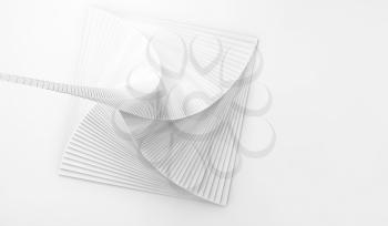Abstract geometric background, white parametric spiral installation, 3d rendering illustration