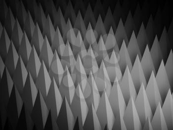 Abstract dark digital relief structure, cg background with sharp triangular surface pattern. 3d rendering illustration