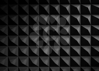 Abstract dark gray digital background with triangular surface pattern, front view. 3d rendering illustration