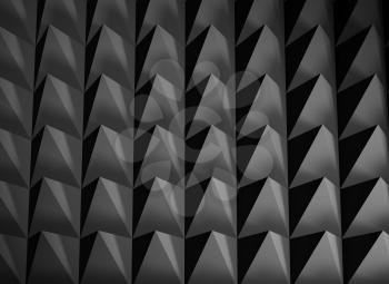 Abstract dark gray regular digital structure background with sharp triangular surface relief pattern. 3d rendering illustration