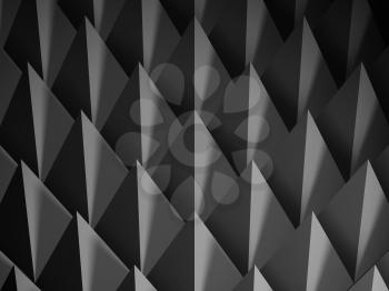 Abstract dark geometric structure, cg background with sharp triangular surface relief pattern. 3d rendering illustration