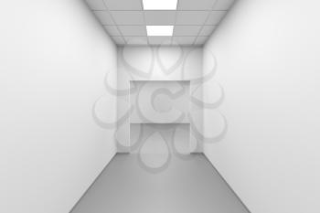 White empty corridor perspective, modern office interior background, 3d rendering illustration