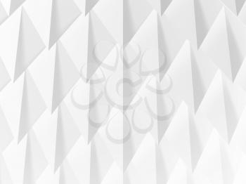 Abstract white geometric structure, cg background with sharp triangular surface relief pattern. 3d rendering illustration
