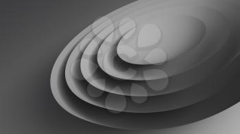 Round minimal object. Abstract geometric installation, 3d rendering illustration
