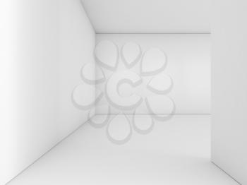 Abstract empty white room interior, minimal architectural background, 3d rendering illustration
