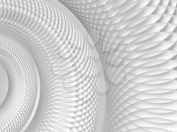 Abstract white background with round spiral structure made of circles, 3d rendering illustration