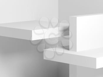 Abstract digital background, white geometric minimal installation. 3d render illustration