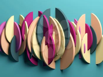 Abstract trendy colorful installation, 3d rendering illustration