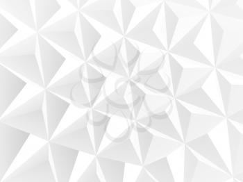 Abstract white polygonal pattern, background texture with low-poly triangular surface relief. 3d rendering illustration