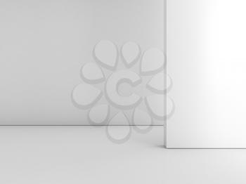Abstract empty white interior with soft illumination, minimal architecture background, 3d rendering illustration