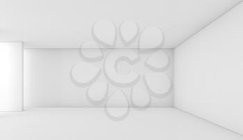 Abstract empty white interior, perspective view, minimal architecture background, 3d rendering illustration