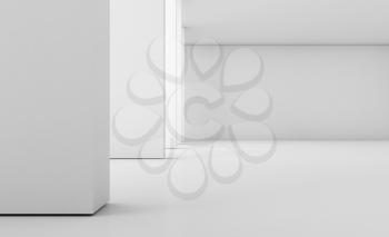 Abstract empty white interior with columns, minimal architecture background, 3d rendering illustration