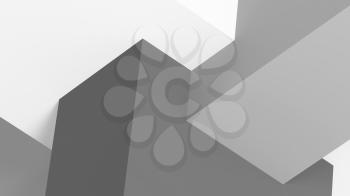 Abstract digital graphic background, with monochrome geometric minimal installation of intersected boxes. 3d render illustration