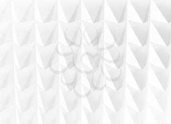 Abstract white geometric pattern, cg background with triangular surface. 3d rendering illustration