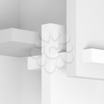 Abstract square background, white minimal geometric installation. 3d rendering illustration