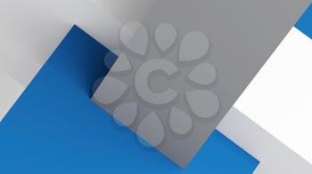 Abstract minimal low poly geometric background with white, gray and classic blue boxes. 3d rendering illustration