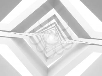 Abstract white tunnel perspective background. 3d rendering illustration