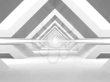 Abstract empty white tunnel perspective background. 3d rendering illustration