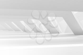 Abstract empty white tunnel interior background. 3d rendering illustration