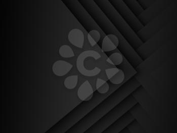Minimalist black, dark digital background texture, abstract geometric pattern of corners. 3d rendering illustration