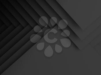 Minimalist black cg background, abstract geometric pattern of corners. 3d rendering illustration