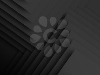Minimalist black background, abstract geometric pattern of corners. 3d rendering illustration