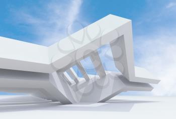 Abstract minimal background with white parametric installation. 3d rendering illustration