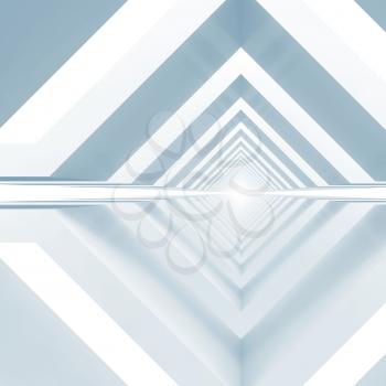 Abstract endless tunnel perspective, blue toned square computer graphics background. 3d rendering illustration
