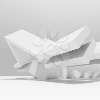 Abstract background, minimal white parametric installation. 3d rendering illustration