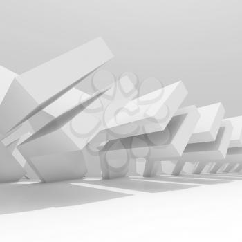 Abstract minimal white parametric installation over light gray background. 3d rendering illustration