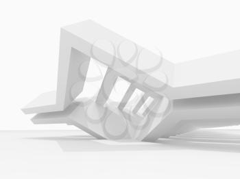 Abstract minimal white background with parametric installation. 3d rendering illustration