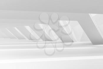 Abstract empty white interior, digital graphic background with minimal parametric architecture. 3d rendering illustration