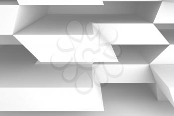 Abstract white geometric background, parametric pattern on the wall, 3d rendering illustration