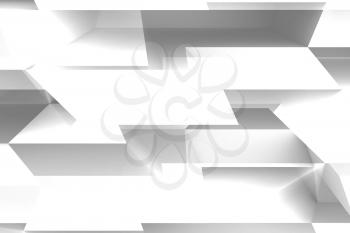 Abstract white geometric background, parametric digital pattern, 3d rendering illustration
