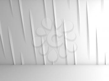 Abstract white interior background with parametric minimal pattern on the front wall, 3d rendering illuatration