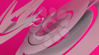 Abstract digital background with spiral shape over purple pink background, 3d rendering illustration