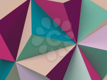 Abstract colorful low-poly background. Minimal geometric pattern, 3d rendering illustration 