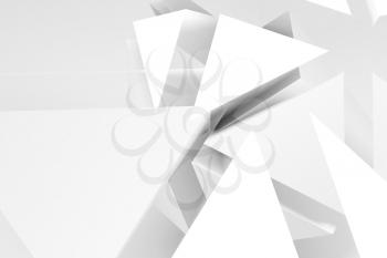 Abstract minimal white triangular background, 3d rendering illustration