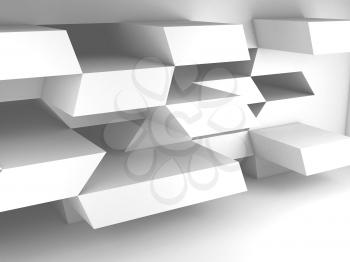Abstract white digital background with low poly strusture. 3d rendering illustration