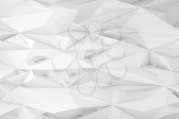 Abstract white triangulated background, low poly mesh pattern, 3d rendering illustration