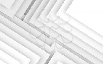 Abstract 3d white background, geometric pattern of blank corners. 3d rendering illustration