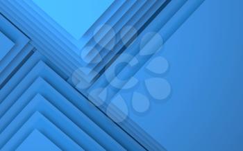 Abstract 3d blue background, geometric pattern of blank corners. 3d rendering illustration