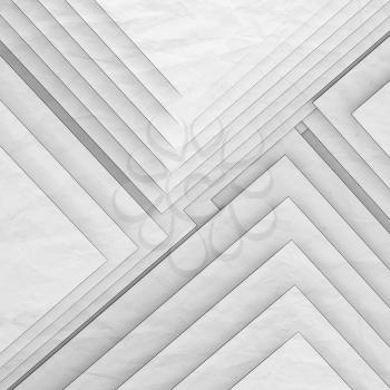 Abstract white background, geometric pattern of right angle corners over paper texture. Square 3d rendering illustration