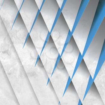 Abstract geometric background, pattern of intersected blue white paper sheets. 3d rendering illustration