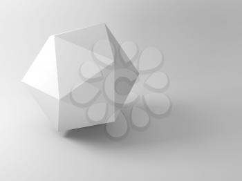 Abstract geometric installation, Icosahedron with soft shadow over white background. 3d rendering illustration