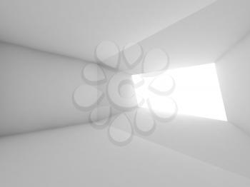 Abstract empty white interior with light portal in the wall. 3d rendering illustration